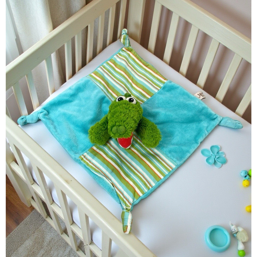 Maison Chic Gary the Gator Rattle Lovey Plush Security Blanket 12" Crocodile